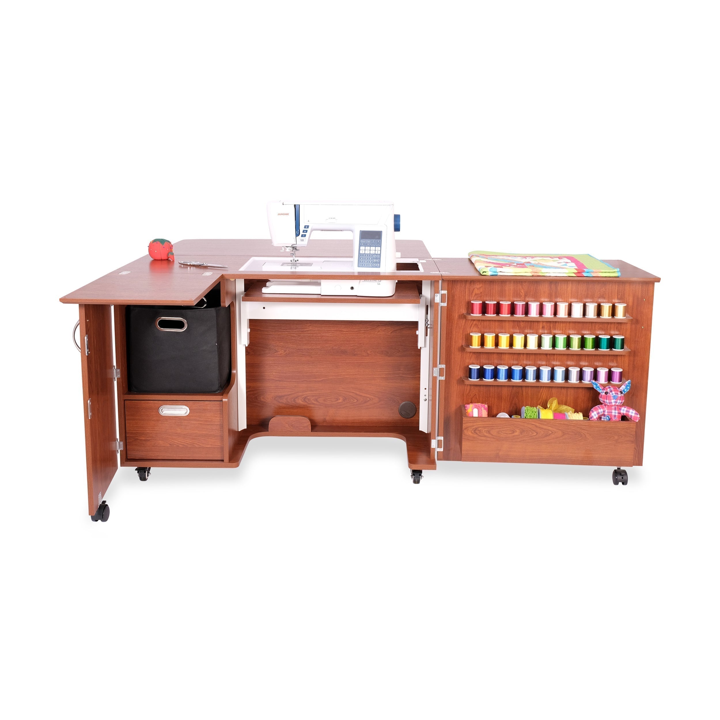 Wallaby Sewing Cabinet Teak-Kangaroo Sewing Furniture-My Favorite Quilt Store