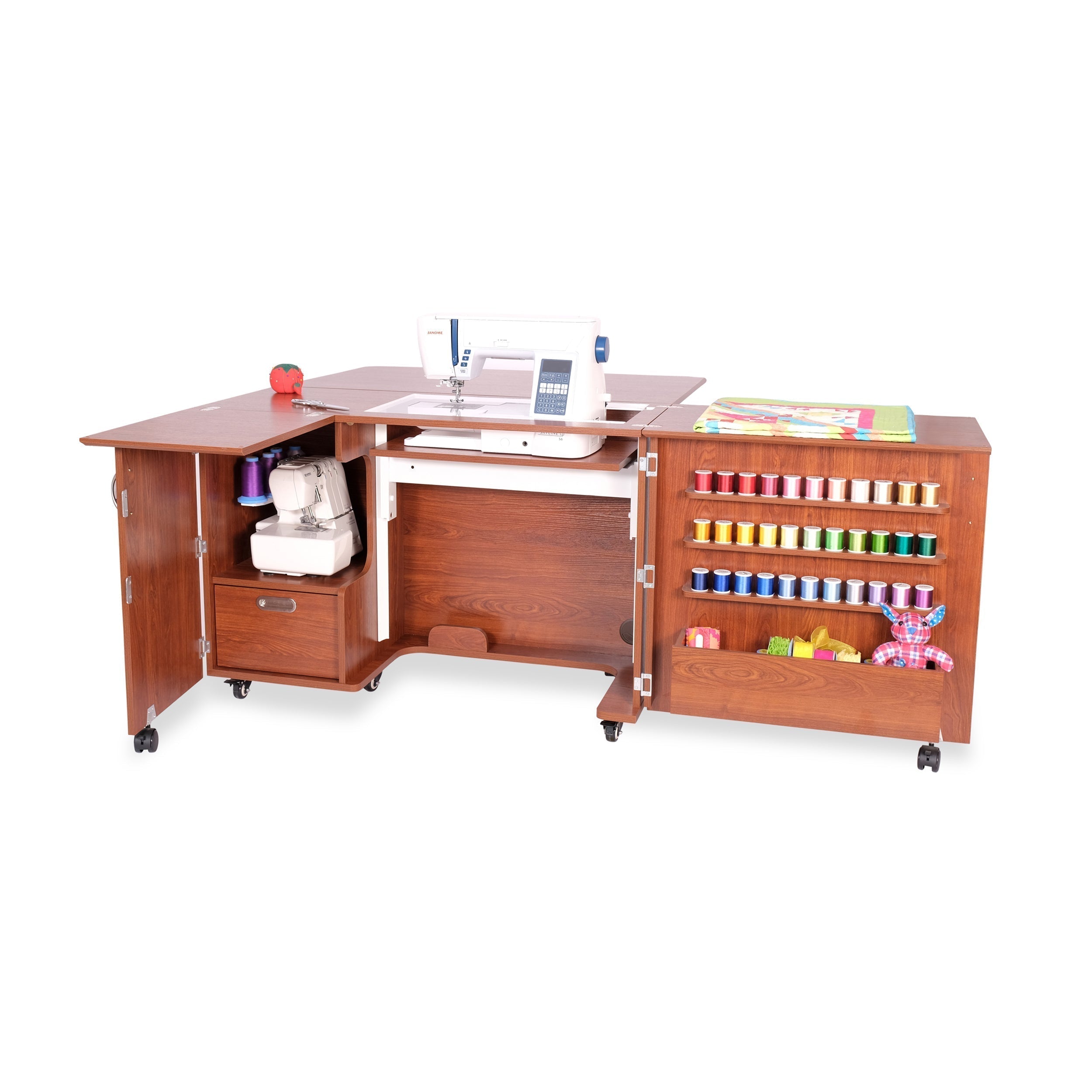 Wallaby Sewing Cabinet Teak-Kangaroo Sewing Furniture-My Favorite Quilt Store