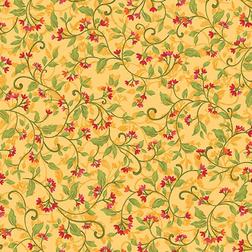 Wander Lane Gold Snowdrop Fabric-Benartex Fabrics-My Favorite Quilt Store