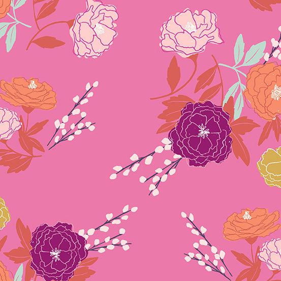 Wandering Blossom Pink Floral Fabric-Andover-My Favorite Quilt Store