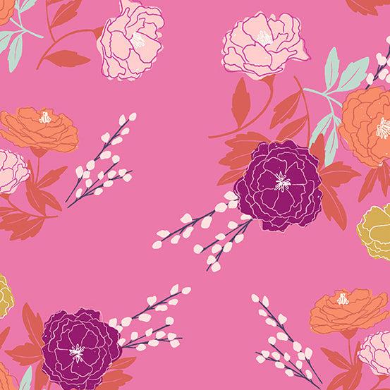 Wandering Blossom Pink Floral Fabric