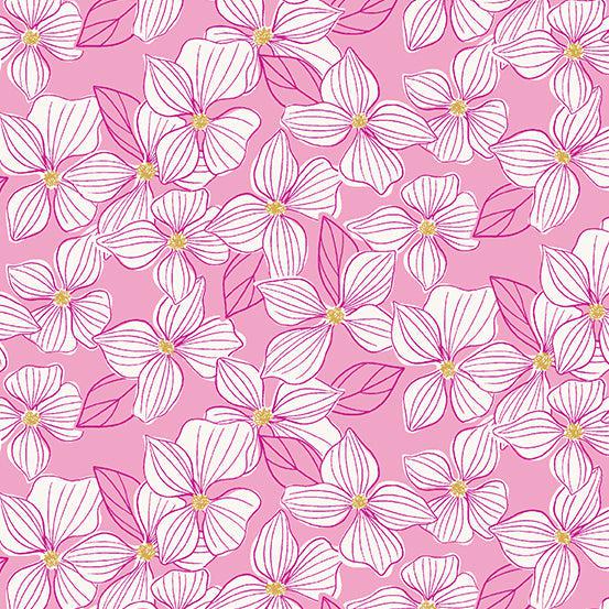 Wandering Daydream Blossom Pink Floral Fabric-Andover-My Favorite Quilt Store