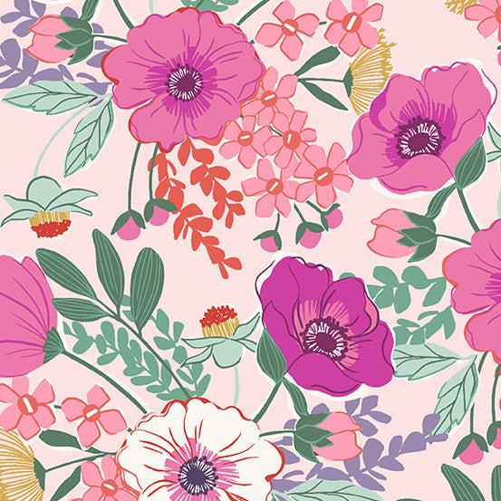Wandering Felicity Blush Floral Fabric