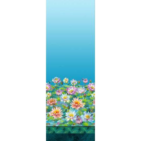 Water Lilies Blue Single Border  Fabric