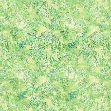 Water Lilies Green Fish Ponds Fabric