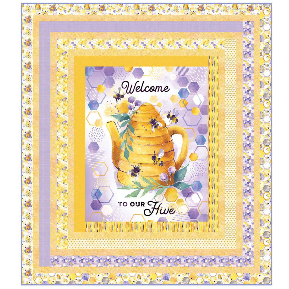 Welcome to The Hive Long Cabin Panel Quilt - Digital Download-Camelot Fabrics-My Favorite Quilt Store