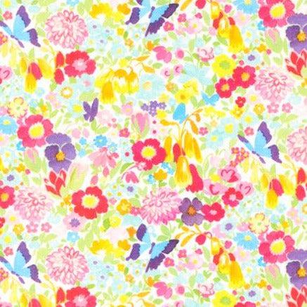 Whimsy Wonderland Rainbow Flutterby Garden Florals Fabric