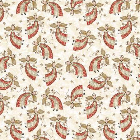 White Christmas Cream Angels Fabric-Benartex Fabrics-My Favorite Quilt Store