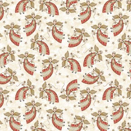 White Christmas Cream Angels Fabric