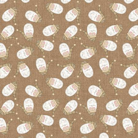 White Christmas Natural Tossed Santa Fabric-Benartex Fabrics-My Favorite Quilt Store