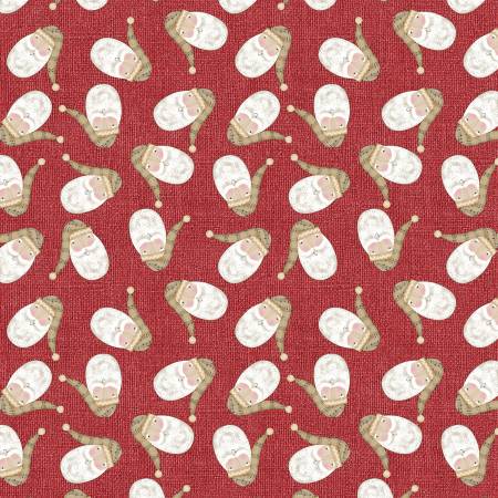 White Christmas Red Tossed Santa Fabric-Benartex Fabrics-My Favorite Quilt Store