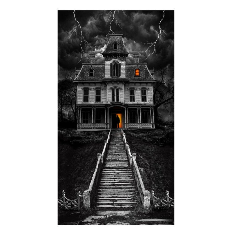 Wicked Grey Haunted House Panel 24"-Timeless Treasures-My Favorite Quilt Store