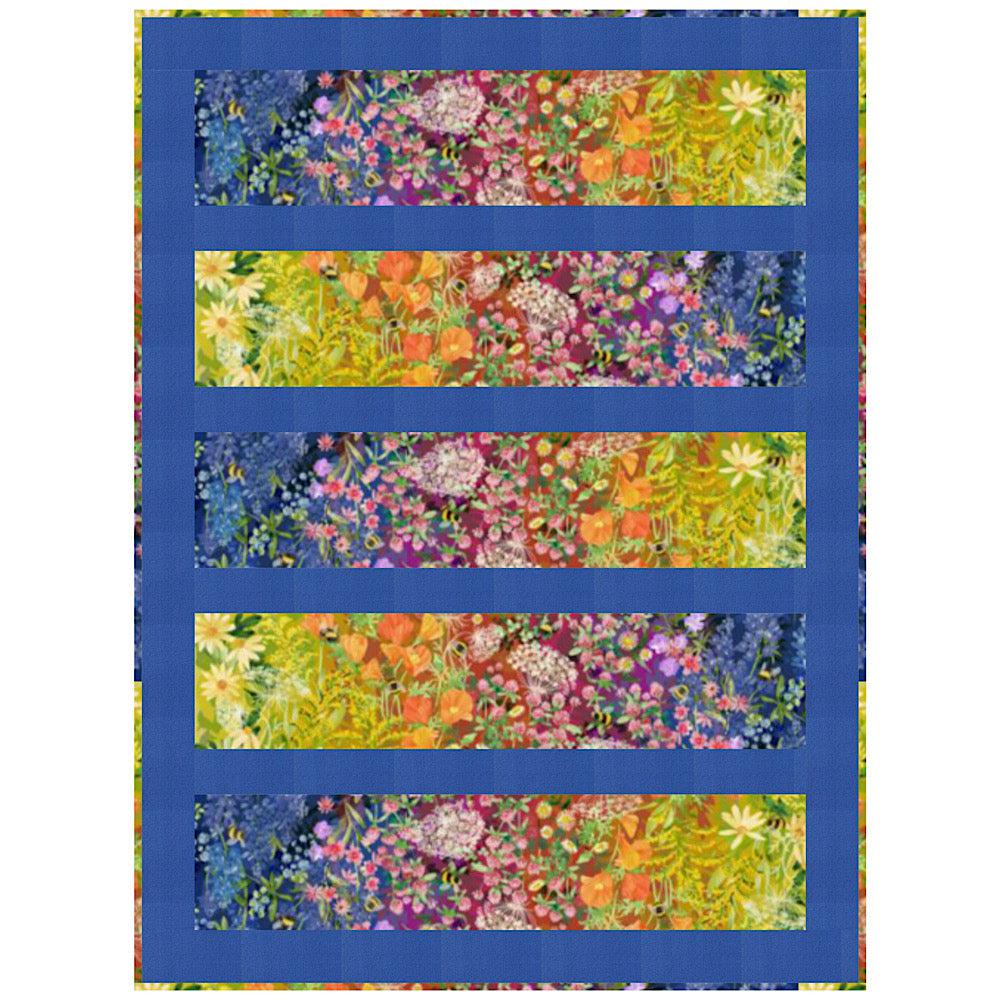 Wild Blossoms Ombre Garden Path Blue Lap Quilt Kit