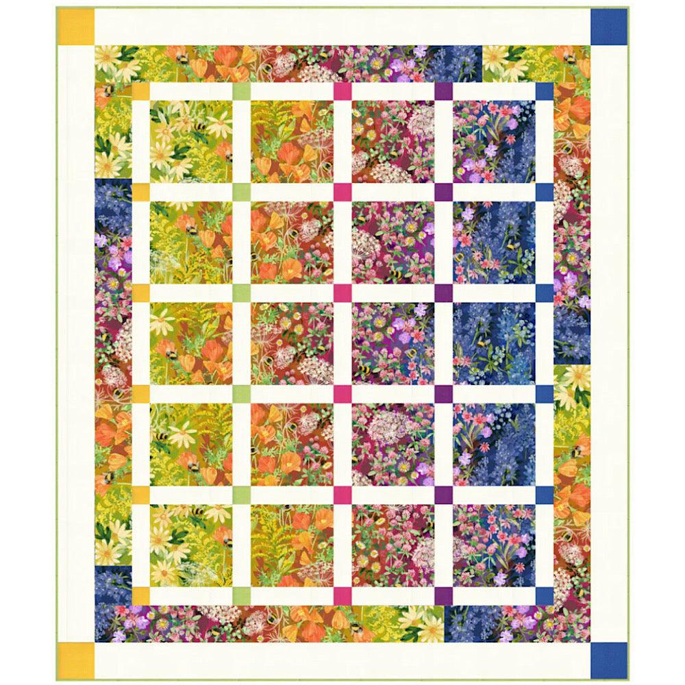 Wild Blossoms Ombre Garden Trellis Cream Lap Quilt Kit-Moda Fabrics-My Favorite Quilt Store