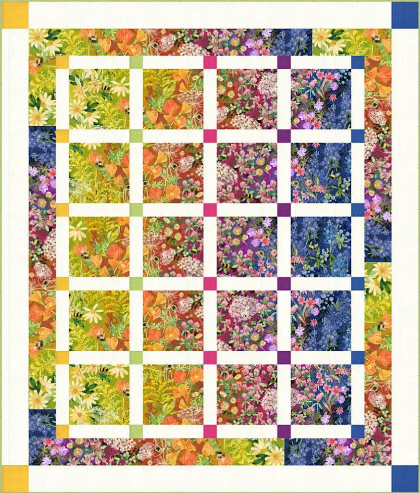 Wild Blossoms Ombre Garden Trellis Cream Lap Quilt Kit-Moda Fabrics-My Favorite Quilt Store