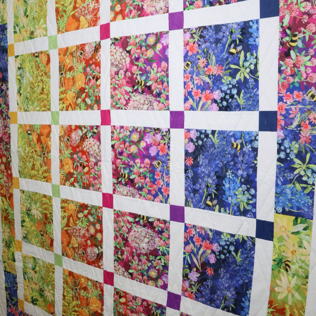 Wild Blossoms Ombre Garden Trellis Cream Lap Quilt Kit-Moda Fabrics-My Favorite Quilt Store