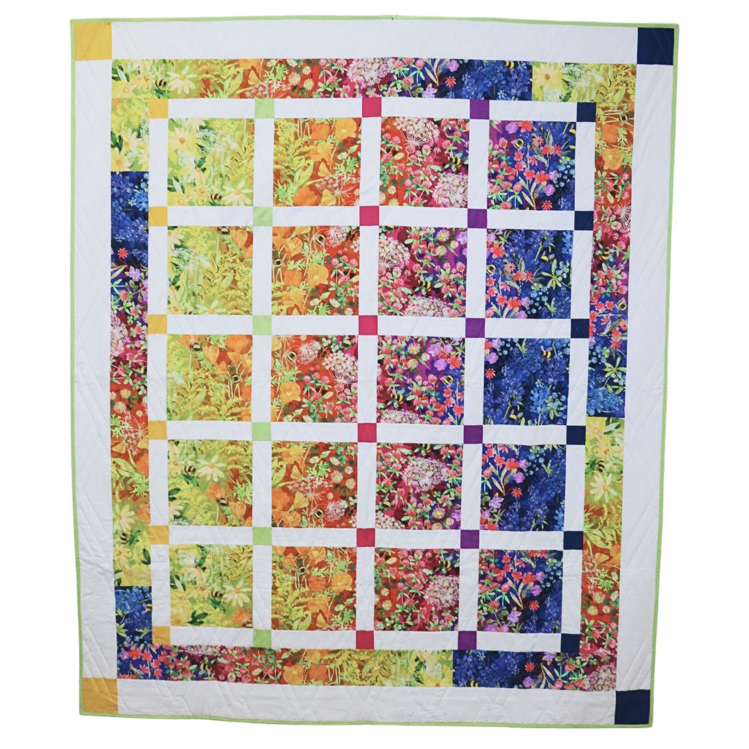 Wild Blossoms Ombre Garden Trellis Cream Lap Quilt Kit-Moda Fabrics-My Favorite Quilt Store