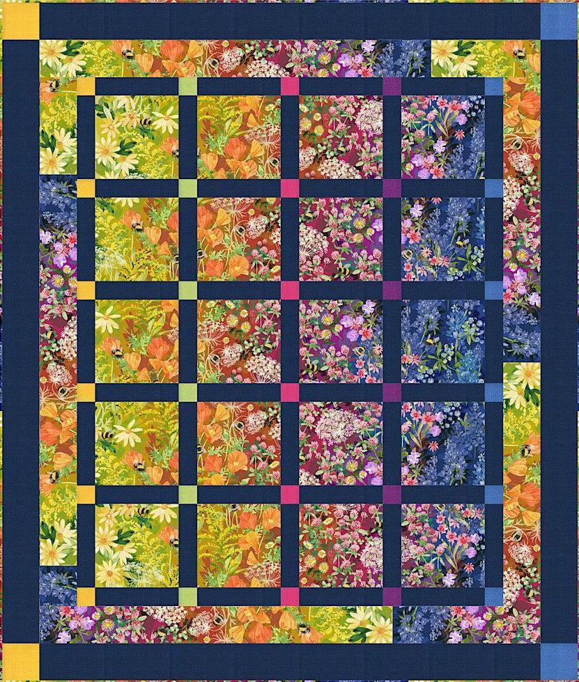 Wild Blossoms Ombre Garden Trellis Midnight Lap Quilt Kit-Moda Fabrics-My Favorite Quilt Store