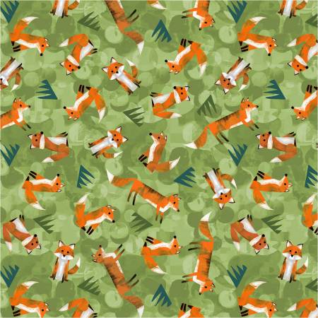Wild North Leaf Wild Foxes Fabric-Windham Fabrics-My Favorite Quilt Store