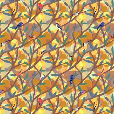 Wild North Sunrise North American Birds Fabric-Windham Fabrics-My Favorite Quilt Store