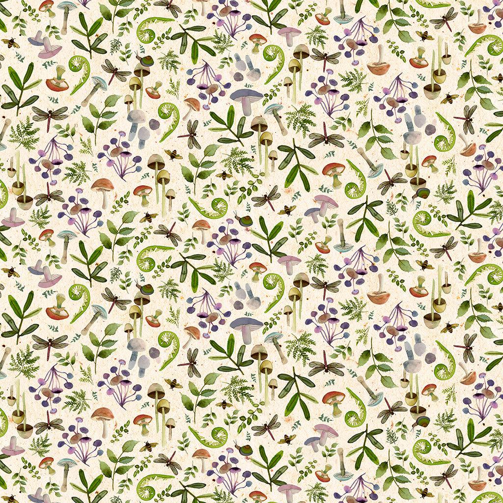 Wild Wonder Light Butter Forest Floor Digital Fabric