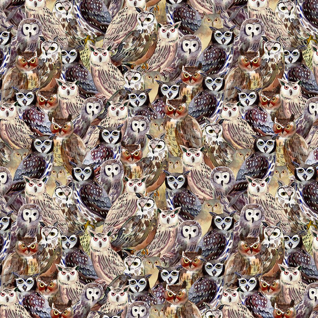 Wild Wonder Multi Packed Owls Digital Fabric-Clothworks-My Favorite Quilt Store