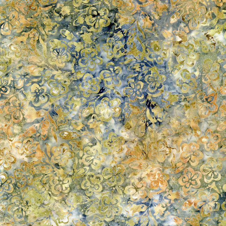 Windsong Ochre Vintage Blossom Batik Fabric