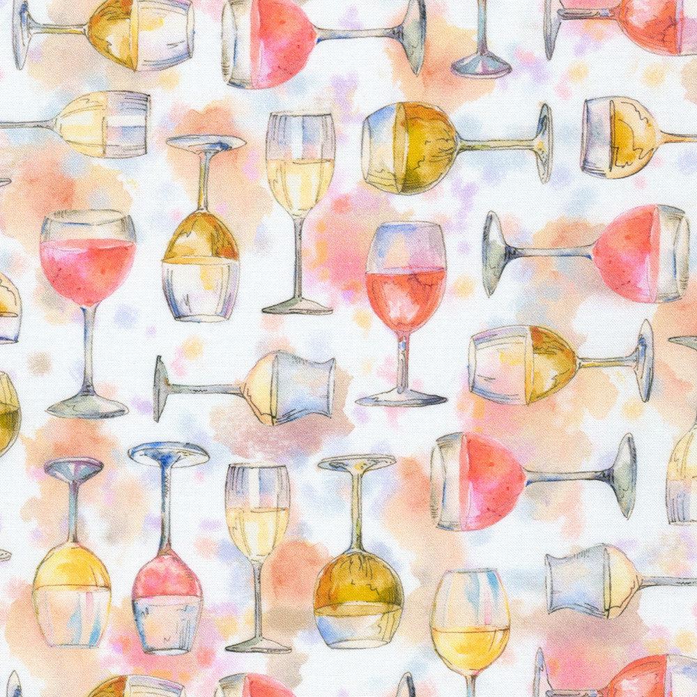 Wine Club Blush Wine Glass Fabric-Robert Kaufman-My Favorite Quilt Store