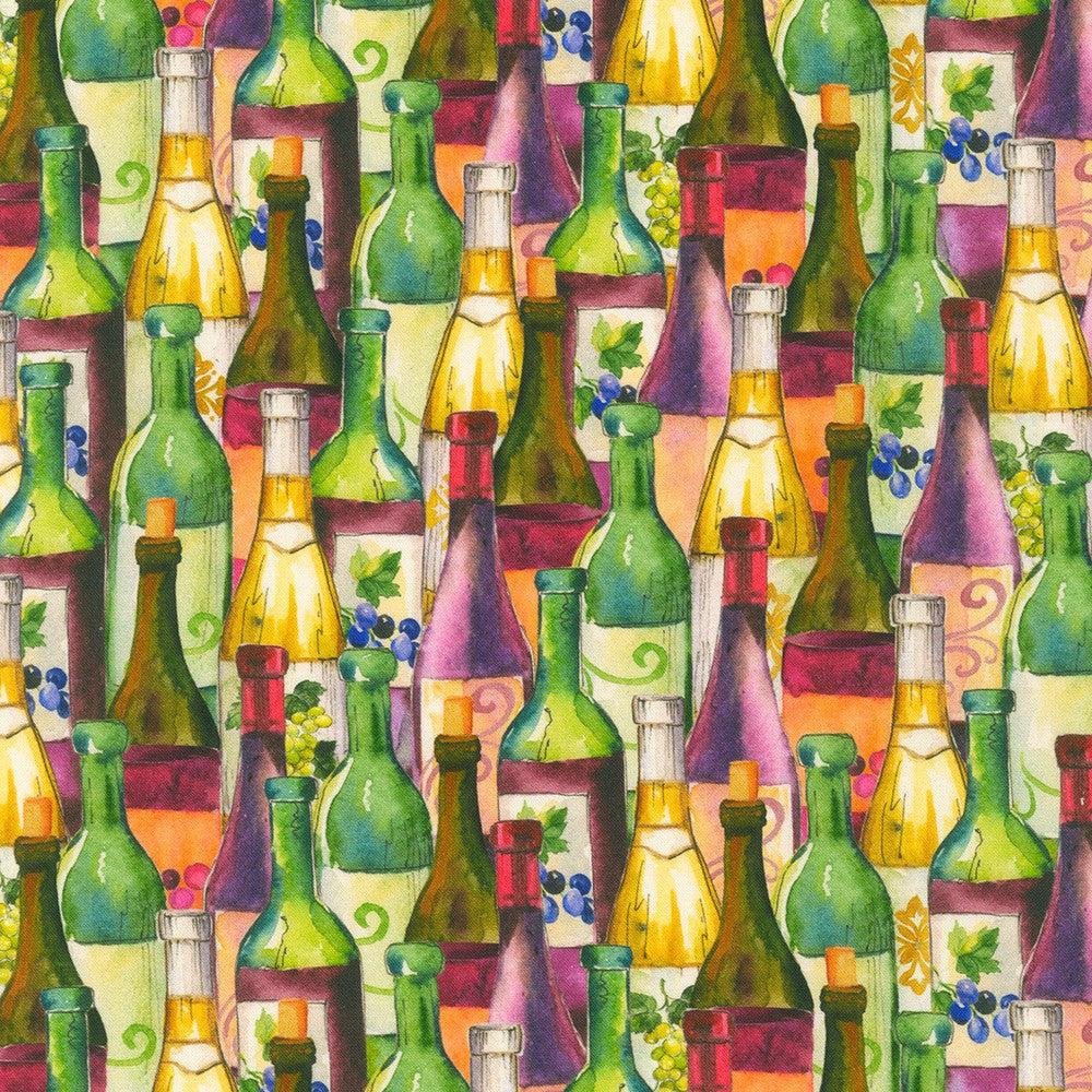 Wine Club Packed Wine Bottles Fabric-Robert Kaufman-My Favorite Quilt Store