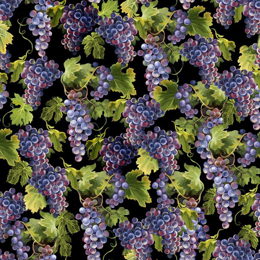 Wine Country Black Grape Vines Fabrics