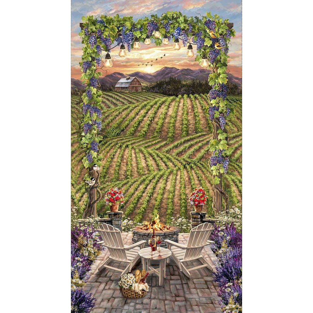 Wine Country Multi Beautiful Vineyard Sunset Panel 24"