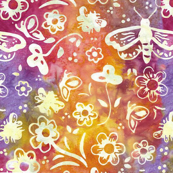 Winged Things Multi Orange Eden Batik Fabric