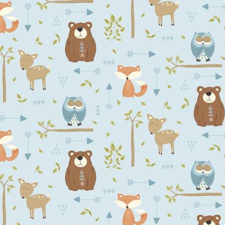 Winsome Critters Blue Critters All Over Fabric – End of Bolt – 41″ × 44/45″