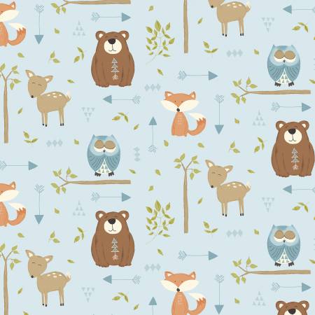 Winsome Critters Blue Critters All Over Fabric-Wilmington Prints-My Favorite Quilt Store