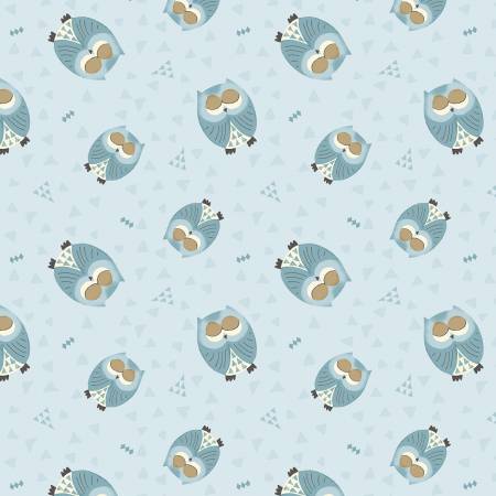 Winsome Critters Blue Owl Toss Fabric-Wilmington Prints-My Favorite Quilt Store