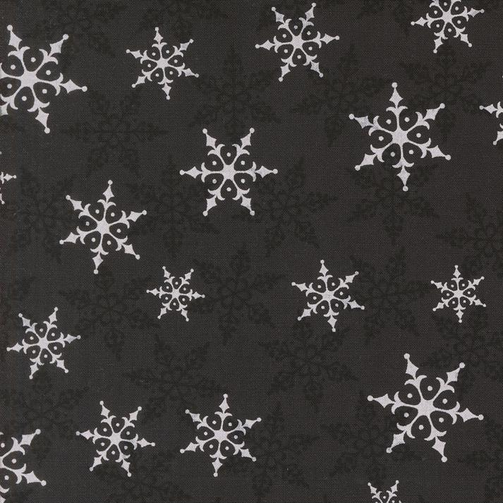 Winter Friends Charcoal Black Falling Snowflake Fabric