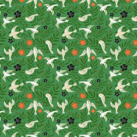 Winter Joy Forest Flying Floral Fabric-Free Spirit Fabrics-My Favorite Quilt Store