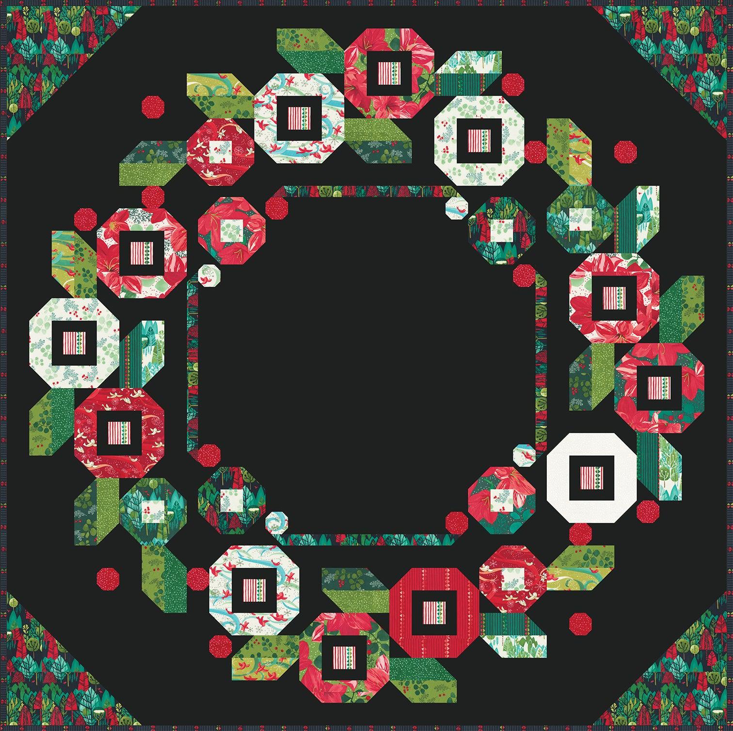 Winterly Black and Red Ring Around the Posies Quilt Kit