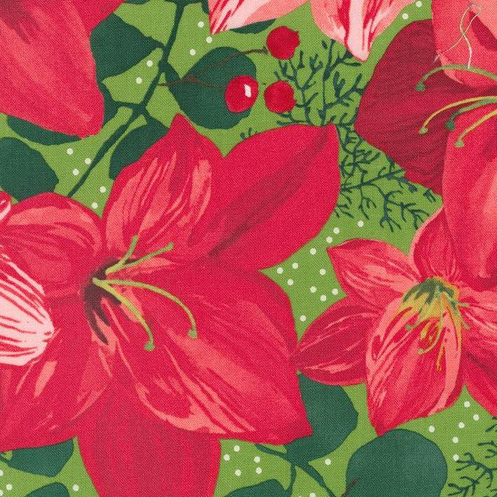 Winterly Chartreuse Christmas Lily Large Floral Fabric-Moda Fabrics-My Favorite Quilt Store
