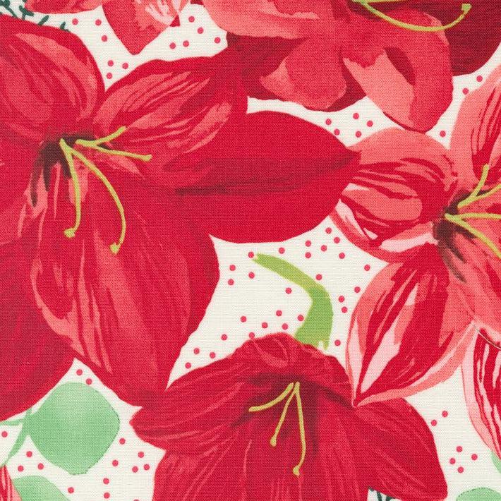 Winterly Cream Christmas Lily Large Floral Fabric-Moda Fabrics-My Favorite Quilt Store