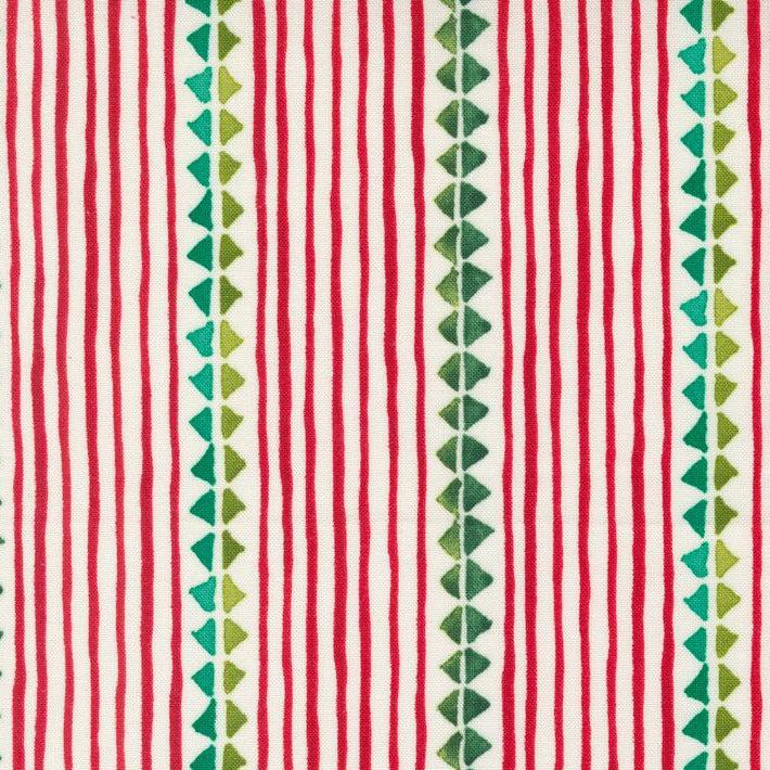 Winterly Cream Christmas Ribbon Stripes Fabric
