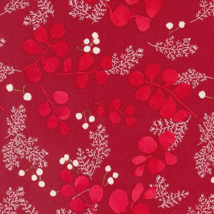 Winterly Crimson Greenery and Berries Fabric