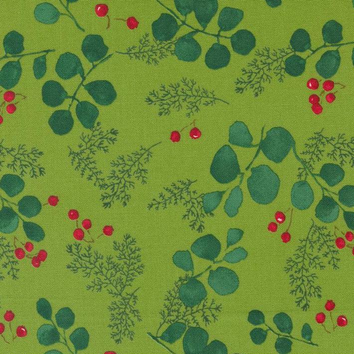 Winterly Grass Greenery and Berries Fabric