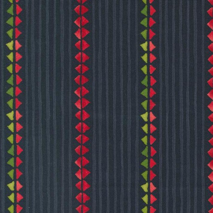 Winterly Soft Black Christmas Ribbon Stripes Fabric
