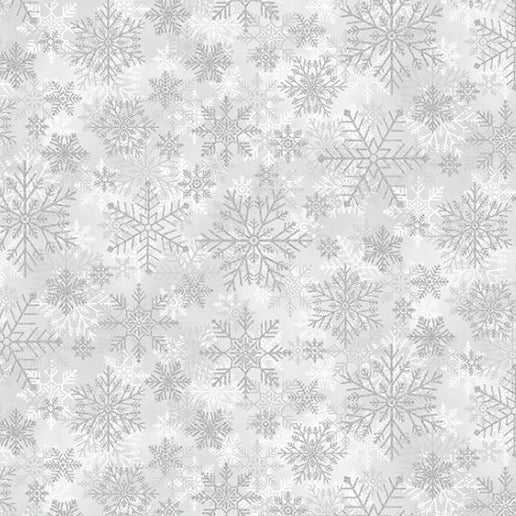 Winter's Eve Frost Silver Snowflakes Fabric