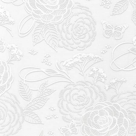 Wishwell: Alabaster Winter Floral Fabric-Robert Kaufman-My Favorite Quilt Store