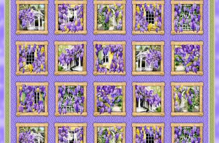 Wisteria Lane Amethyst Wisteria Scenic 24" Panel-Michael Miller Fabrics-My Favorite Quilt Store