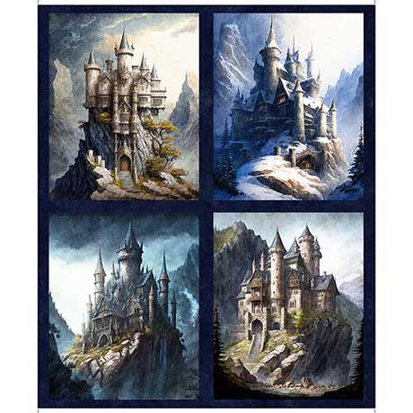 Wizards and Warriors Navy Castle Panel 36"-QT Fabrics-My Favorite Quilt Store