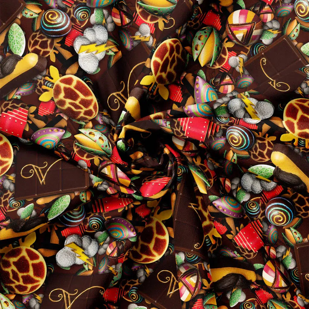 Wonka The Movie Brown Multi Wonka Packed Treats Fabric-Camelot Fabrics-My Favorite Quilt Store