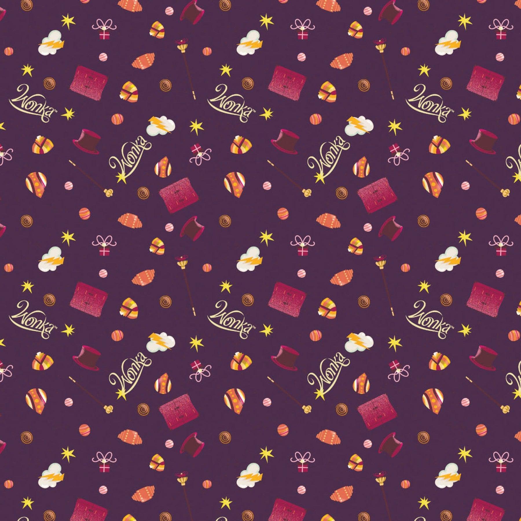Wonka The Movie Purple Wonka Icons Fabric-Camelot Fabrics-My Favorite Quilt Store